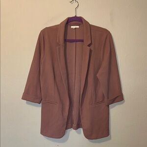 Maurices Mauve Blazer Open Front 3/4 Sleeves